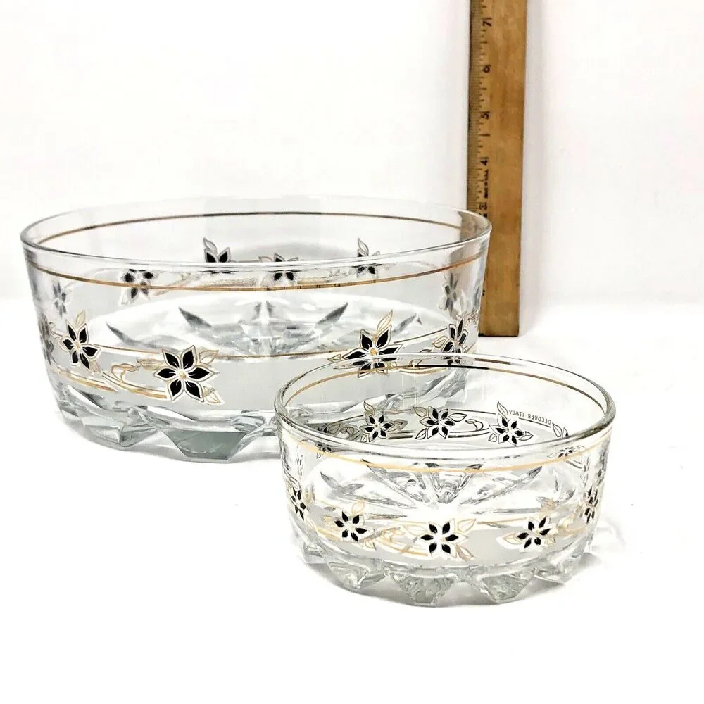 MCM Decover Italy Glass Chip & Dip Elegant Snack Bowl Set VTG Mod 60s